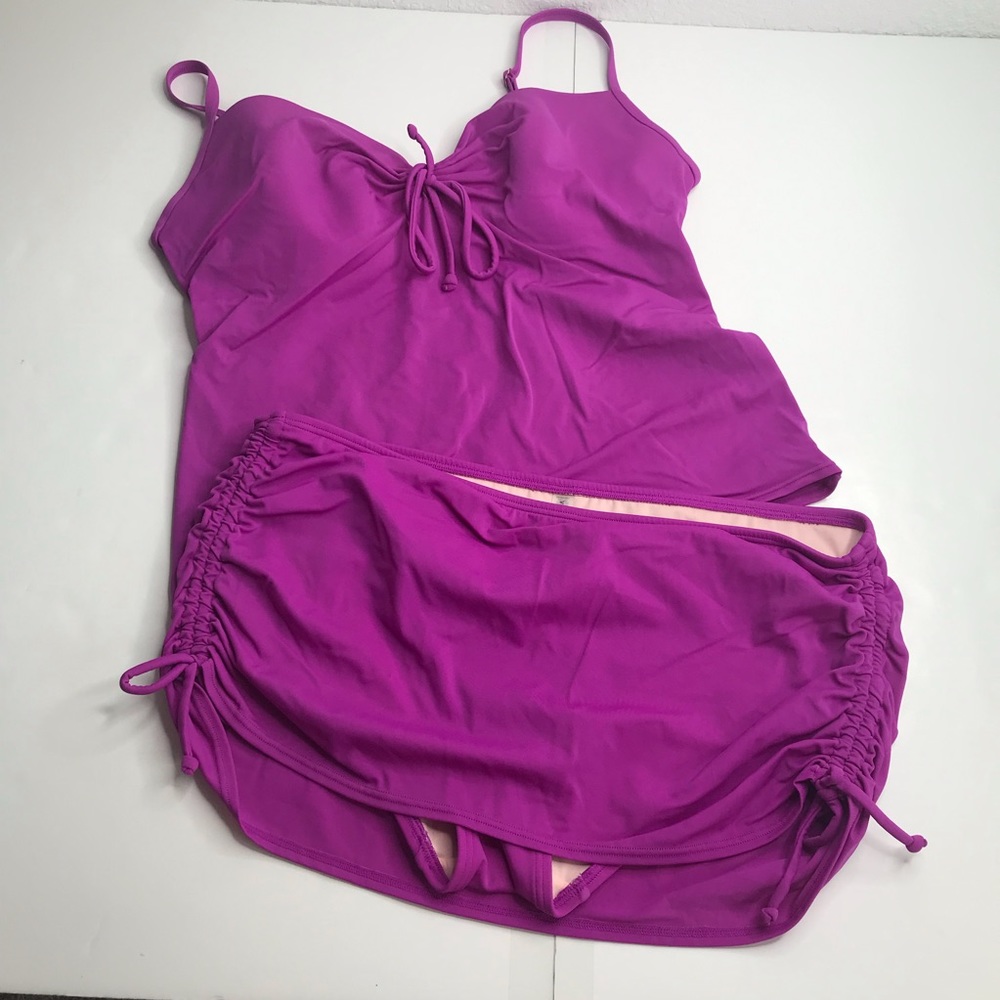 Victorias Secret Tankini 2 Piece Set Womens Purple 36DD Underwire Large Bottom